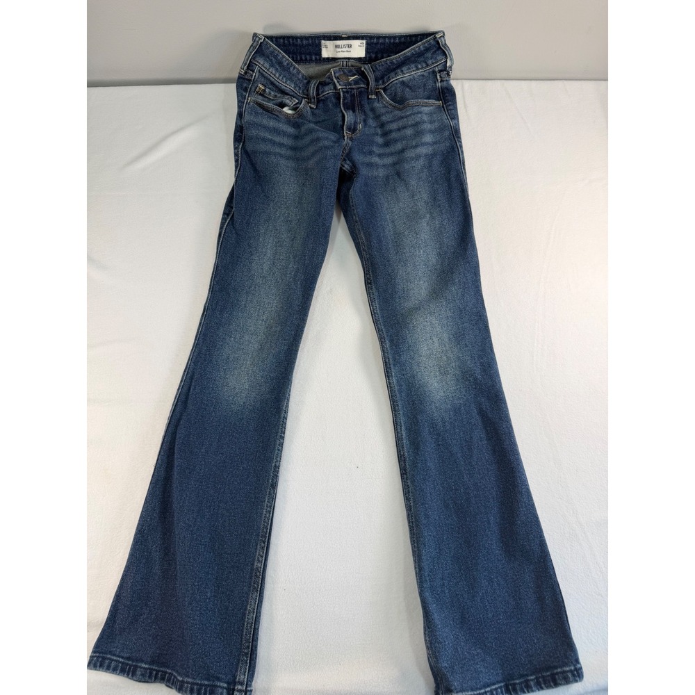 Hollister Jeans Women 2R W26 Blue Low Rise Bootcut Embroidered Boho Y2K Classic